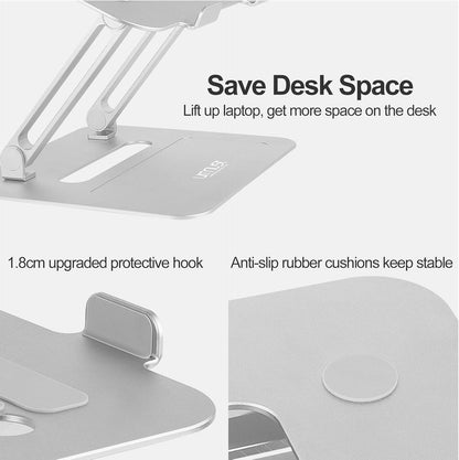 Urmust Adjustable Laptop Stand for Desk Aluminum Computer Stand for Laptop Riser Holder Notebook Stand Compatible with MacBook Air Pro Ultrabook All Laptops 11-17 inch (Black)