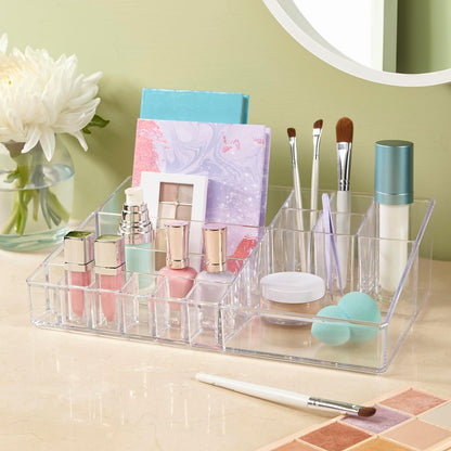 STORi Audrey Stackable Clear Bin Plastic Organizer Drawer | Organize Eyeshadow Palettes, Cosmetics, and Beauty Supplies on a Vanity | Made in USA