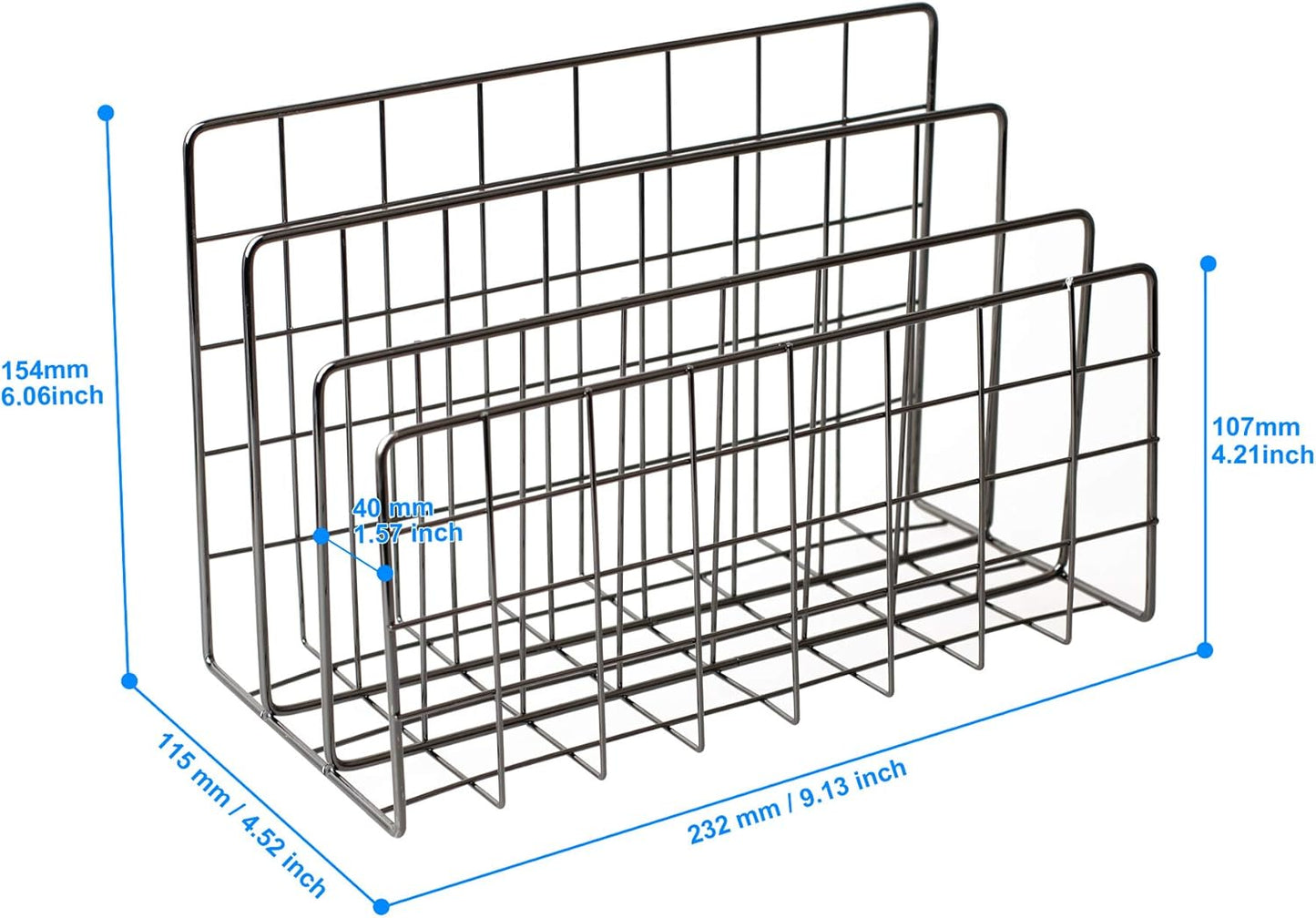 Desktop Mail Organizer File Organizer Metal Wire Mail Sorter Letter Organizer Magazine Rack for Letters, Mails, Books, Postcards, Brochures, Mail Holder (3 Slot, Gold)