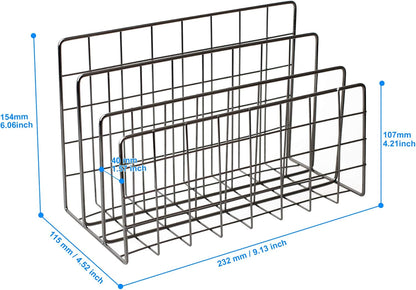 Desktop Mail Organizer File Organizer Metal Wire Mail Sorter Letter Organizer Magazine Rack for Letters, Mails, Books, Postcards, Brochures, Mail Holder (3 Slot, Gold)