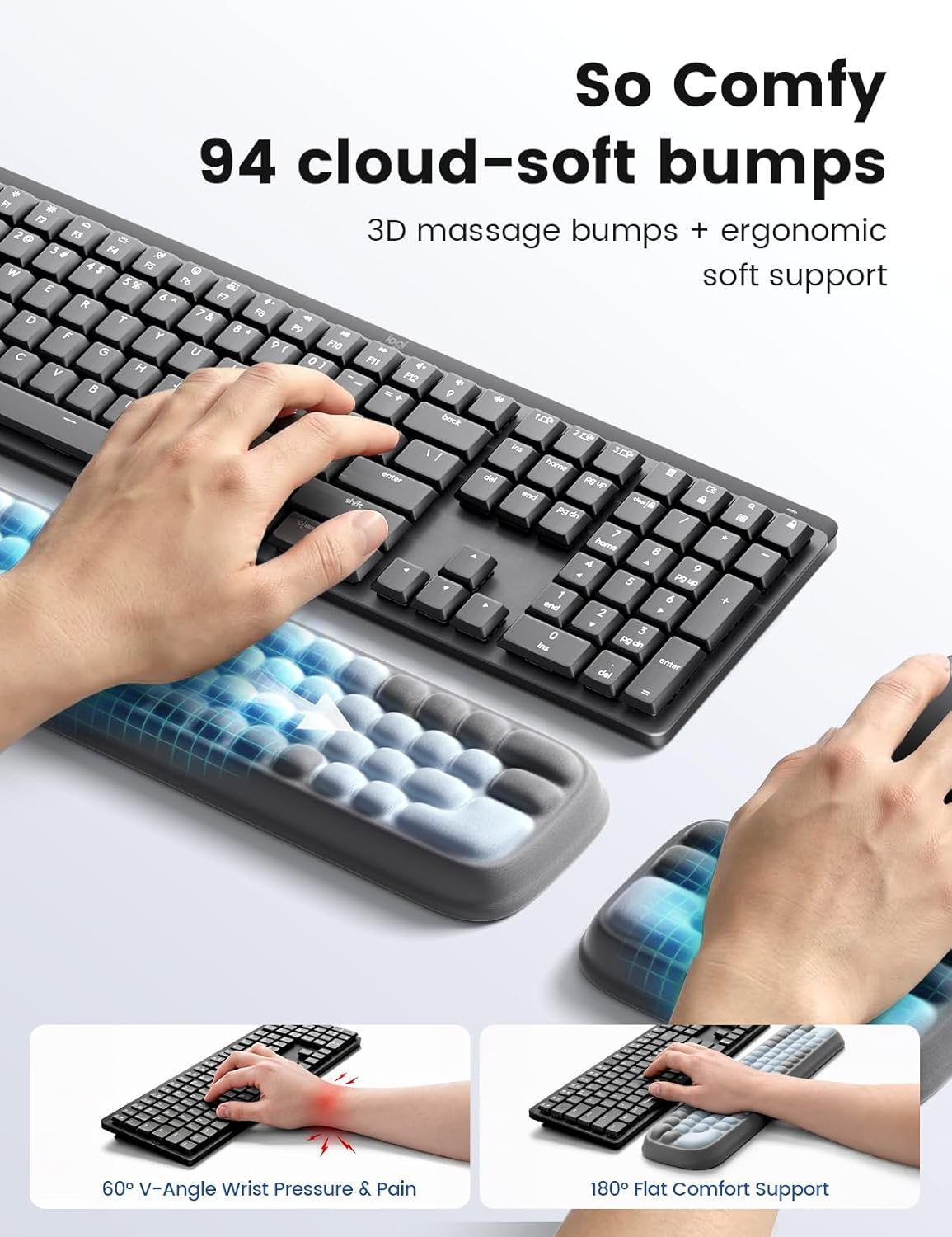 Meatanty Keyboard and Mouse Wrist Rest Set, Computer Wrist Pad Support, Ergonomic Keypad Hand Rest Combo, Memory Foam Typing Desk Accessory Carpal Tunnel Cushion, Laptop Office Home School Women Cute