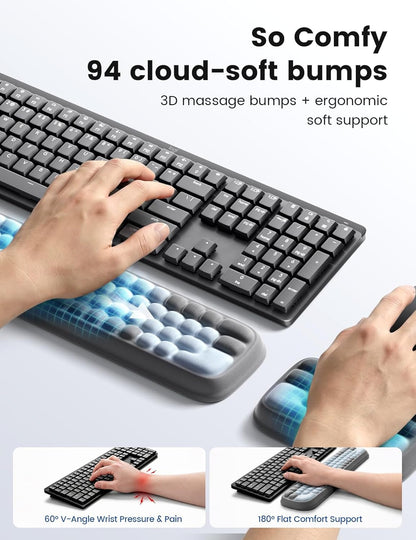 Meatanty Keyboard and Mouse Wrist Rest Set, Computer Wrist Pad Support, Ergonomic Keypad Hand Rest Combo, Memory Foam Typing Desk Accessory Carpal Tunnel Cushion, Laptop Office Home School Women Cute