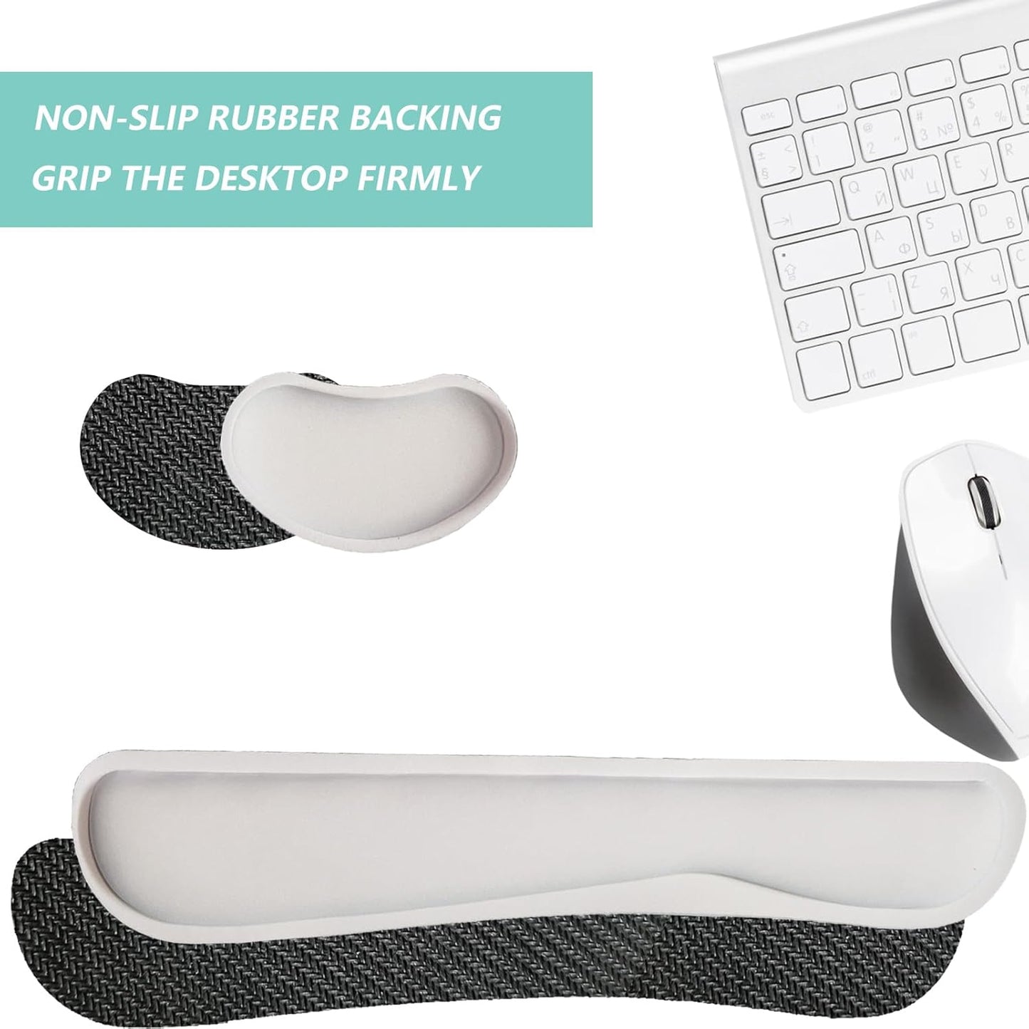 Keyboard Wrist Rest Mouse Wrist Support Set, Memory Foam Wrist Rest Pad for Computer Laptop Keyboard Mouse, Ergonomic Wrist Cushion Support for Typing Pain Relief, Gaming Home Office, Purple