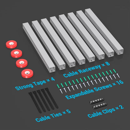 Open Slot Wire Duct Kit, 62.8"(4 x 15.7) Server Rack Cable Management, Cable Management Raceway for Hide Network HDMI VGA Cable, Wiring Raceway Cable Duct, Desk Wire Channel, 4 Pack, Grey