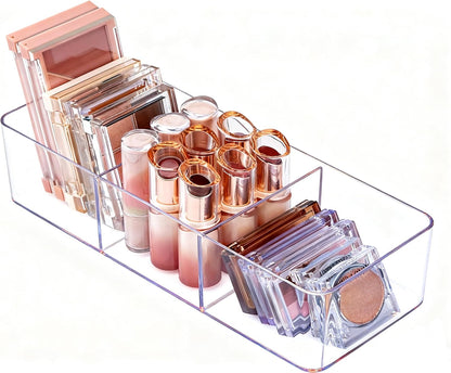 Acrylic Organizers Makeup Storage – Cosmetic Organizer for Bathroom Drawer, Display Case for Vanity, Countertop, Kitchen, Desk 3-Section