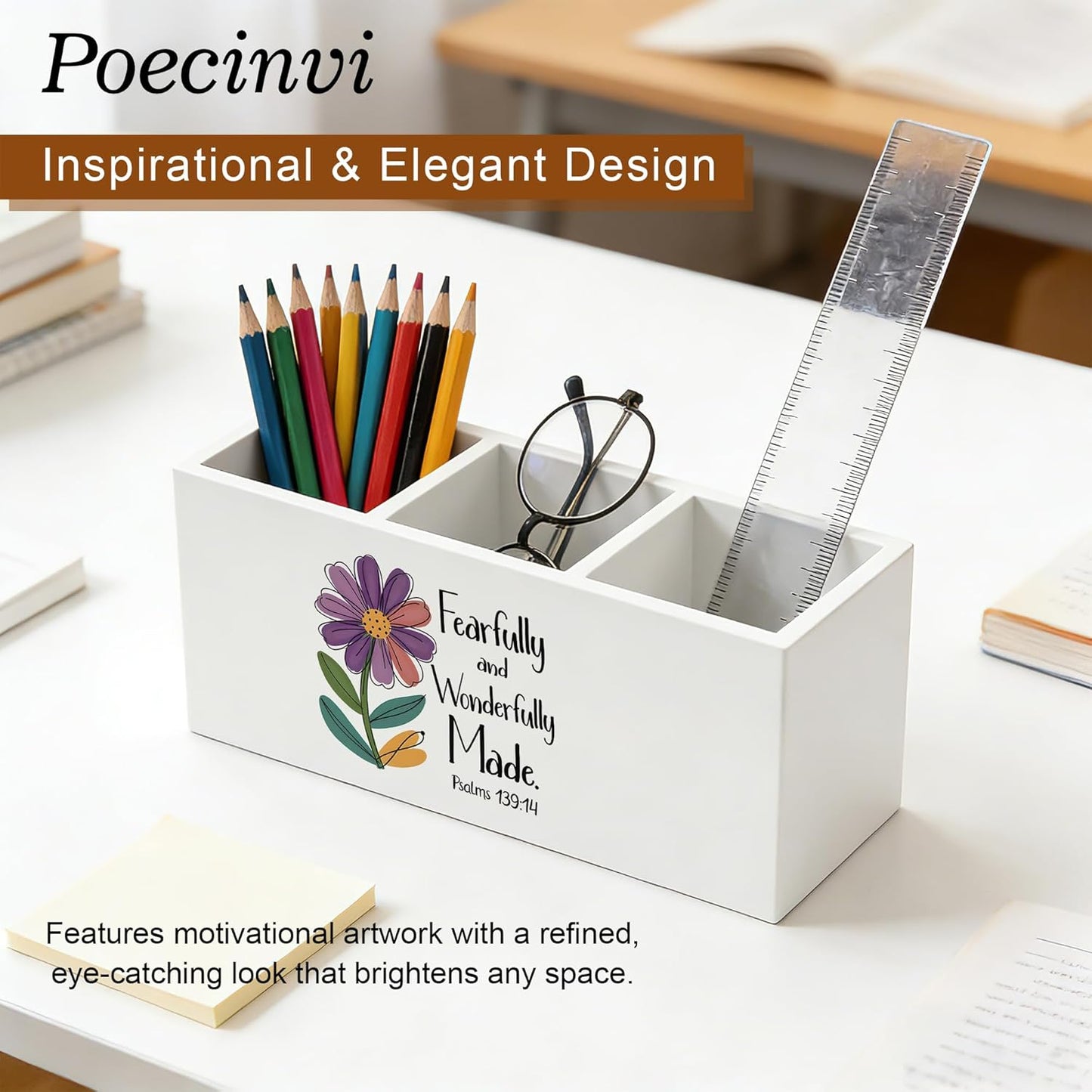 Blue Coquette Bow Pen Holder for Home Office Desk, Girly Office Decor, Preppy Blue Ribbon Bow Aesthetic Wooden Box Sign Pencil Holder for Desk Shelf Organizer