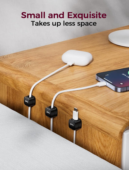 6-Pack Magnetic Cable Clips - Cell Phone Cord Holder for Nightstand, Mini Cube Cord Holder with 6 Extra Strong Adhesive Pads, USB Cable Magnetic Clip for Office Desk Home