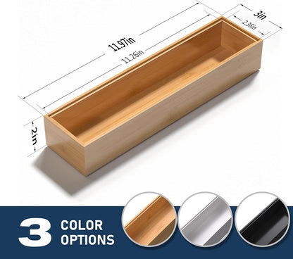 VeyFey Bamboo Drawer Organizer, Stackable Utensil Organizer for Kitchen, Bamboo Storage Box Wood Silverware Tray for Drawer 15" x 6" x 2" Set of 2