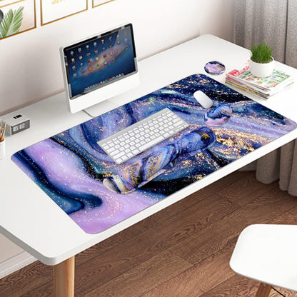 Large Mouse Pad and Keyboard Wrist Rest, Desk Pad for Keyboard and Mouse, 4-in-1 Large Gaming Mouse Pad with Wrist Support, Desk Mat for Home Office Study Game-Galaxy Fluid
