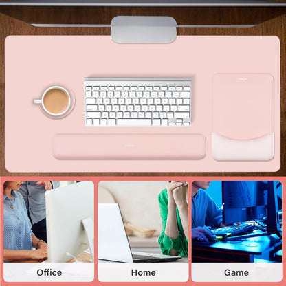 MOSISO Keyboard Mouse Pad Set, Large Gaming Mouse Pad&Rectangular Keyboard Wrist Rest&Mousepad with Wrist Rest&Coaster, Ergonomic Non-Slip&Easy Typing Pad with Curved Silicone Lining, Antique Green