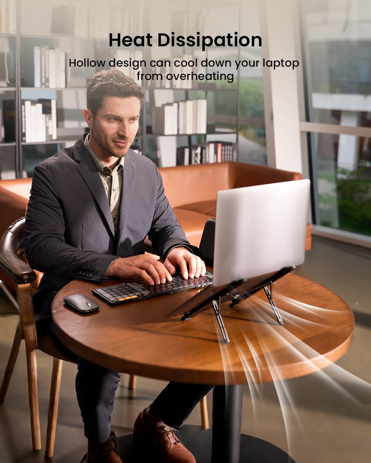 ProtoArc Portable Laptop Stand, CS100 Laptop Stand for Desk, Aluminum+Silicone Adjustable Laptop Riser, 6 Level Height Ergonomic Computer Holder for 10-17.3" Laptops, Tablets-Black