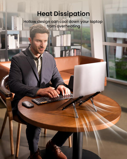 ProtoArc Portable Laptop Stand, CS100 Laptop Stand for Desk, Aluminum+Silicone Adjustable Laptop Riser, 6 Level Height Ergonomic Computer Holder for 10-17.3" Laptops, Tablets-Black