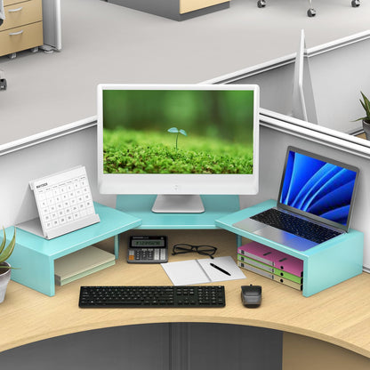 Dual Monitor Stand for Desk, Metal Computer Stand, Desk Shelf Riser,Desktop Organizer for Home and Office Use (Black)