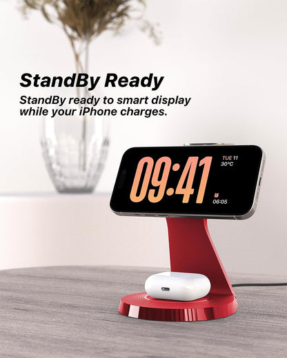 3 in 1 Charging Station for Apple Devices,Mag-Safe Charger Stand Fast Charging,Wireless Charger for iPhone 16/15/14/13/12 Series,& AirPods,& iWatch(USB-C Charger Included)