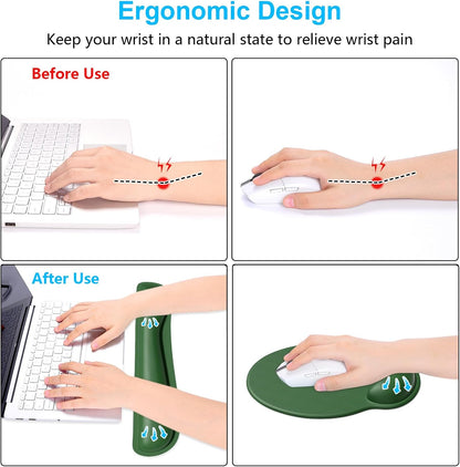 Dapesuom Keyboard Wrist Rest and Mouse Pad with Wrist Support, Cute Memory Foam Cushion for Keyboard and Mouse Set, Ergonomic Desktop Pad Rests with Non Slip Base for Easy Typing & Pain Relief, Pink