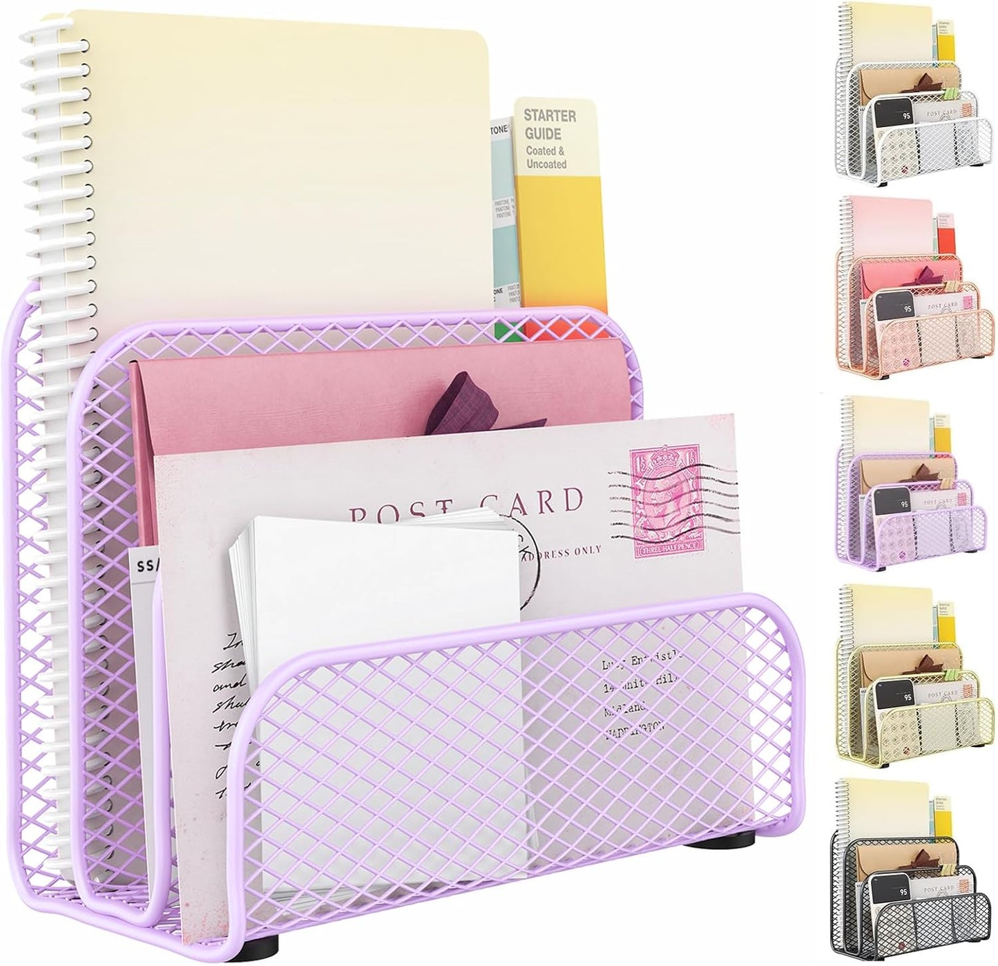 gianotter Mail Organizer Countertop, Metal File Holder with 3-Slot, Rose Gold Desk Accessories & Workspace Organizers (Rose Gold)