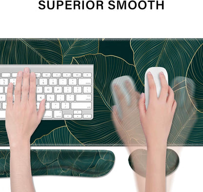 Desk Pad and Keyboard Wrist Rest, Large Mouse Pad + Keyboard Pad+Mouse Wrist Support, Non-Slip Desk Mat Protector for Office, Home 31.5×11.8 Inches Anime Dragon