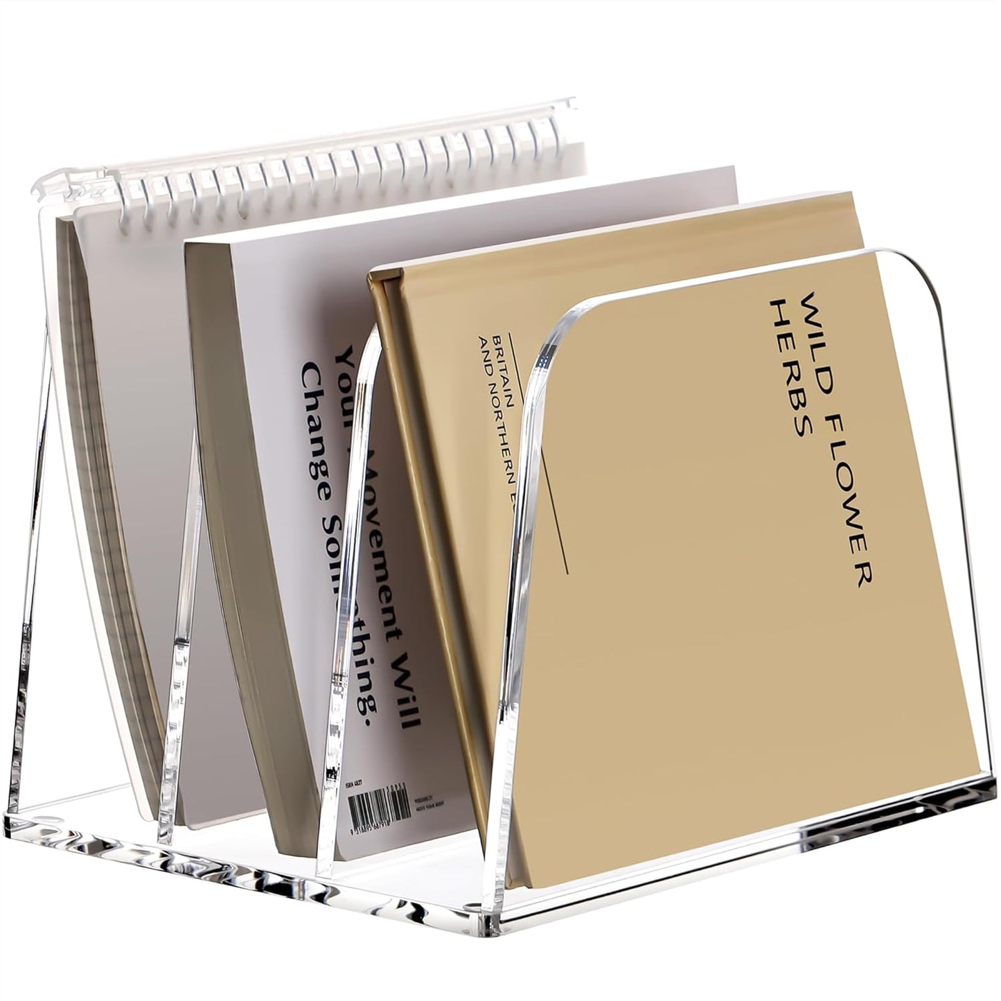 YUXUN Desk File Organizer,5-Section Vertical Clear Acrylic Desk Organizer File Holder Mail Sorter Office Organization for Office Home &Classroom（B5）
