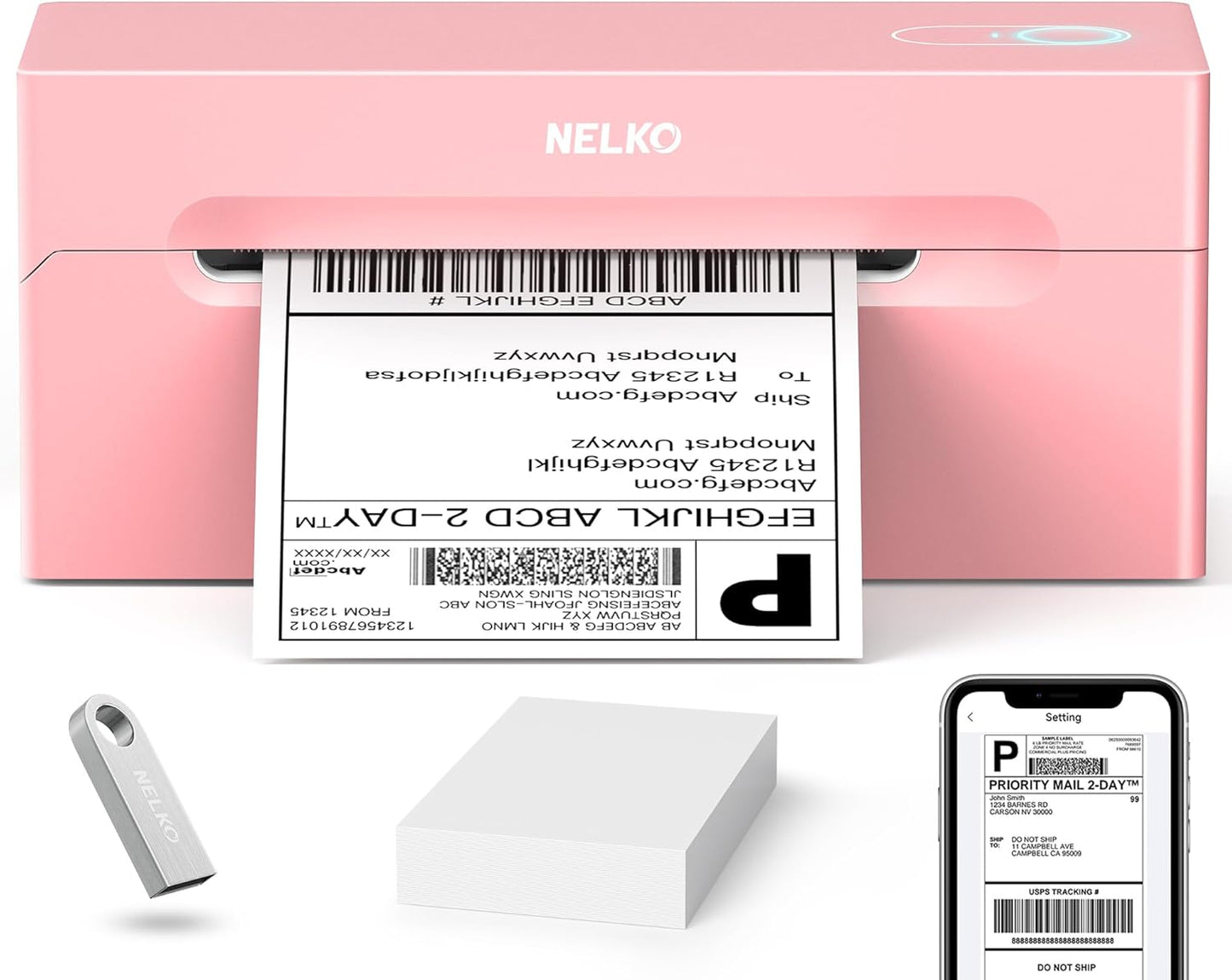 Nelko Bluetooth Thermal Shipping Label Printer, Wireless 4x6 Shipping Label Printer for Shipping Packages, Support Android, iPhone and Windows, Widely Used for Amazon, Shopify (Black)
