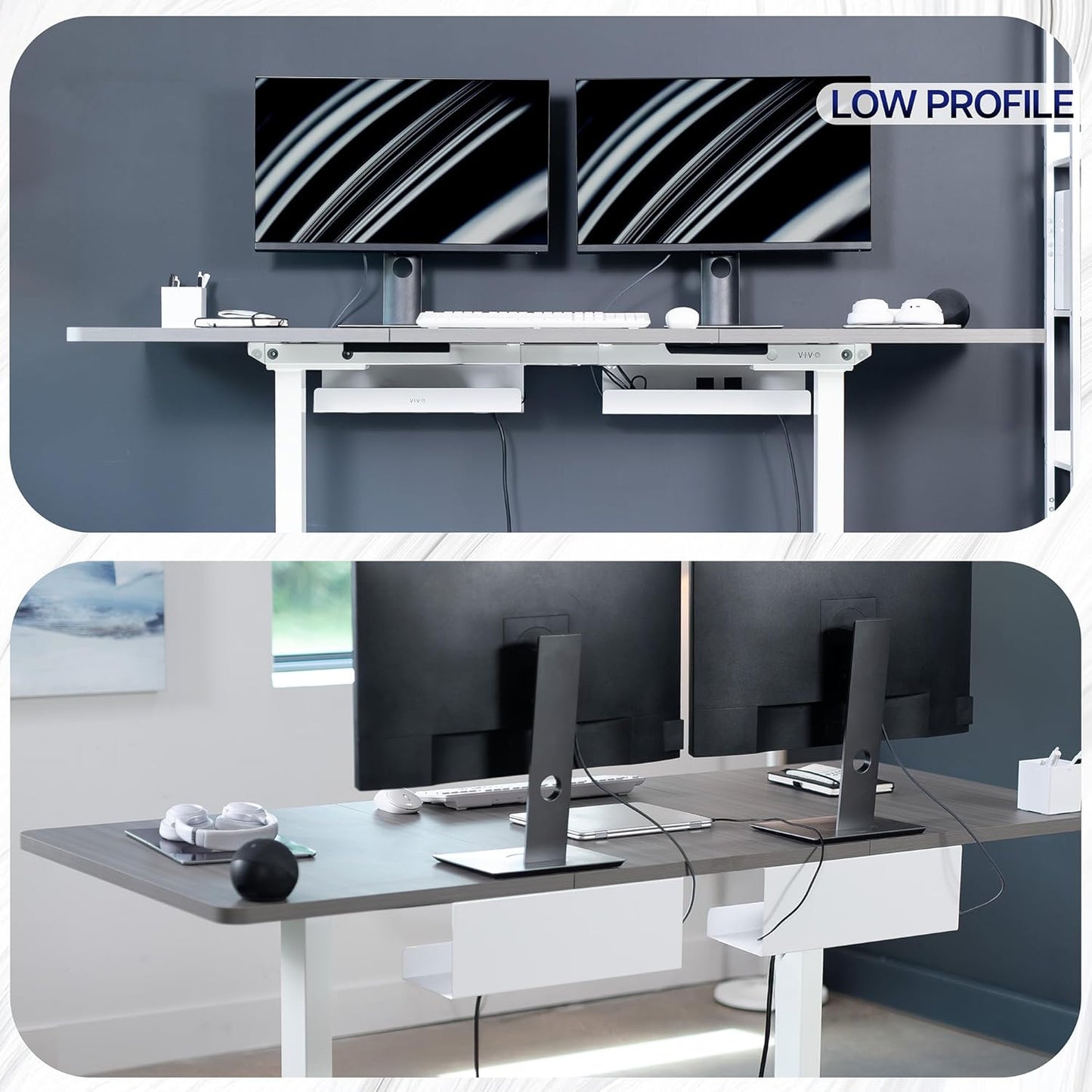 VIVO Under Desk 17 inch Cable Management Trays, Power Strip Holders, Cord Organizers, Wire Tamers for Office and Home, Black, 2 Pack, DESK-AC06-2C