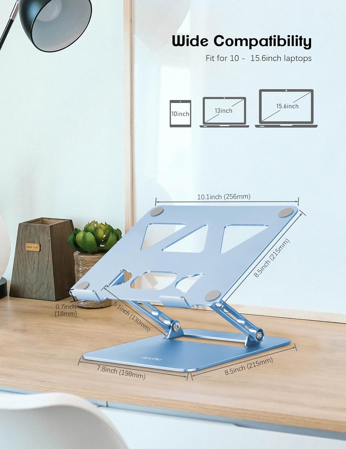 Aoviho Adjustable Laptop Stand for Desk,Portable Laptop Stand Holder and Riser,Foldable Aluminum Notebook Computer Stands for MacBook Air Pro HP Lenovo Dell Samsung Chromebook, 10-15.6 inch, Purple