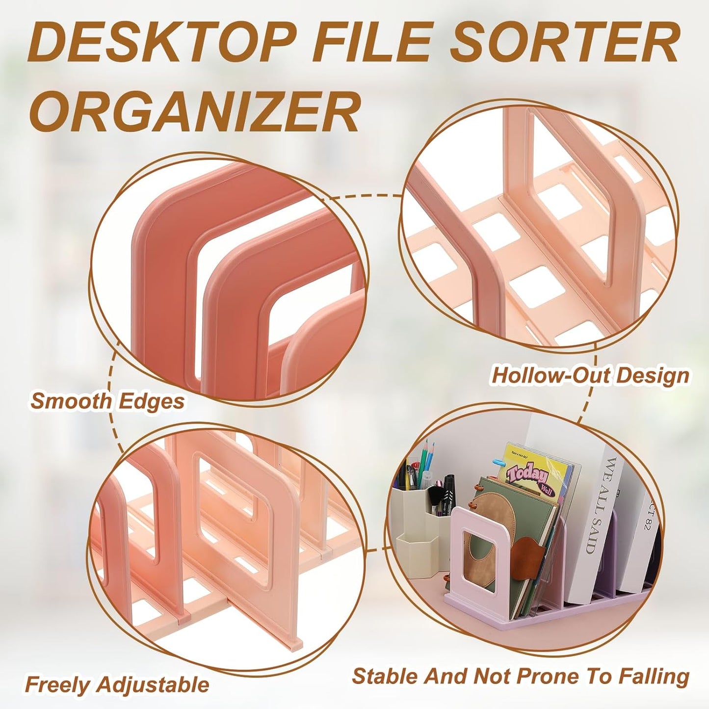 PATIKIL Vertical File Organizer, 8 Slots Desk File Organizer Vertical Upright Holder Plastic Adjustable Shelf Dividers for Desktop Sorter Office Magazine Rack Stand Bookshelf, Green
