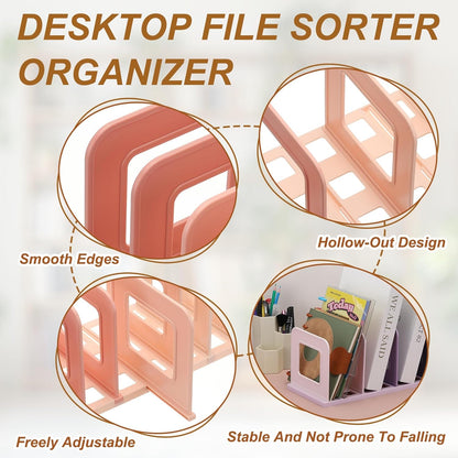 PATIKIL Vertical File Organizer, 8 Slots Desk File Organizer Vertical Upright Holder Plastic Adjustable Shelf Dividers for Desktop Sorter Office Magazine Rack Stand Bookshelf, Green