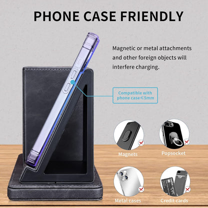 Wireless Charger with Desk Organizer, Wireless Charging Station for iPhone 13/13 Pro Max/13 Pro/12 Series/11/XS Max/XR/X/8Plus/SE 2, Wireless Charging Stand with Leather… (Marble)