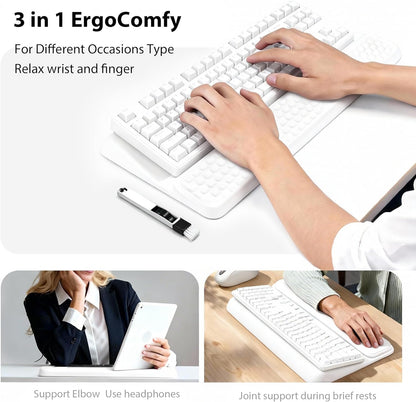 Wrist Rest for Keyboard, Ergonomic Keyboard Stand with Wrist Rest, Soft Memory Foam Wrist pad with Non-Slip Base & Dust Brush, Comfort for Office, Work, Gaming- Black