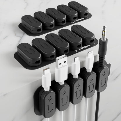 CHARGEWORX Pack of 5 Magnetic Cable Clips, Adhesive Cord Organizer for Desk, Nightstand, Wall or Car, Wire Holder for USB-C, Lightning and Micro-USB Cables