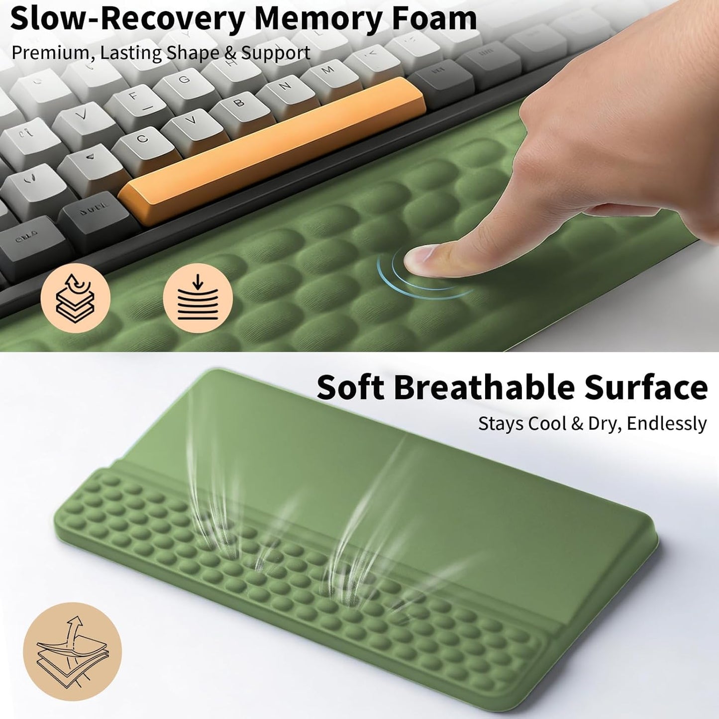 Wrist Rest with Keyboard Stand, Computer Wrist Support Pad, Ergonomic Keyboard Riser Hand Rest Soft Memory Foam Cushion Holder Gaming Typing Desk Accessories for Office Home School（Black）