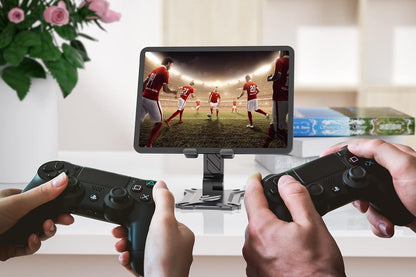 Phone Stand for Desk. Foldable Desktop Mobile Phone Stand with Angle Height Adjustable, Portable Office Cell Phone Holder, Cradle, Dock. Fits All 4.7-13in iPhone/Smartphone/iPad/Tablet.