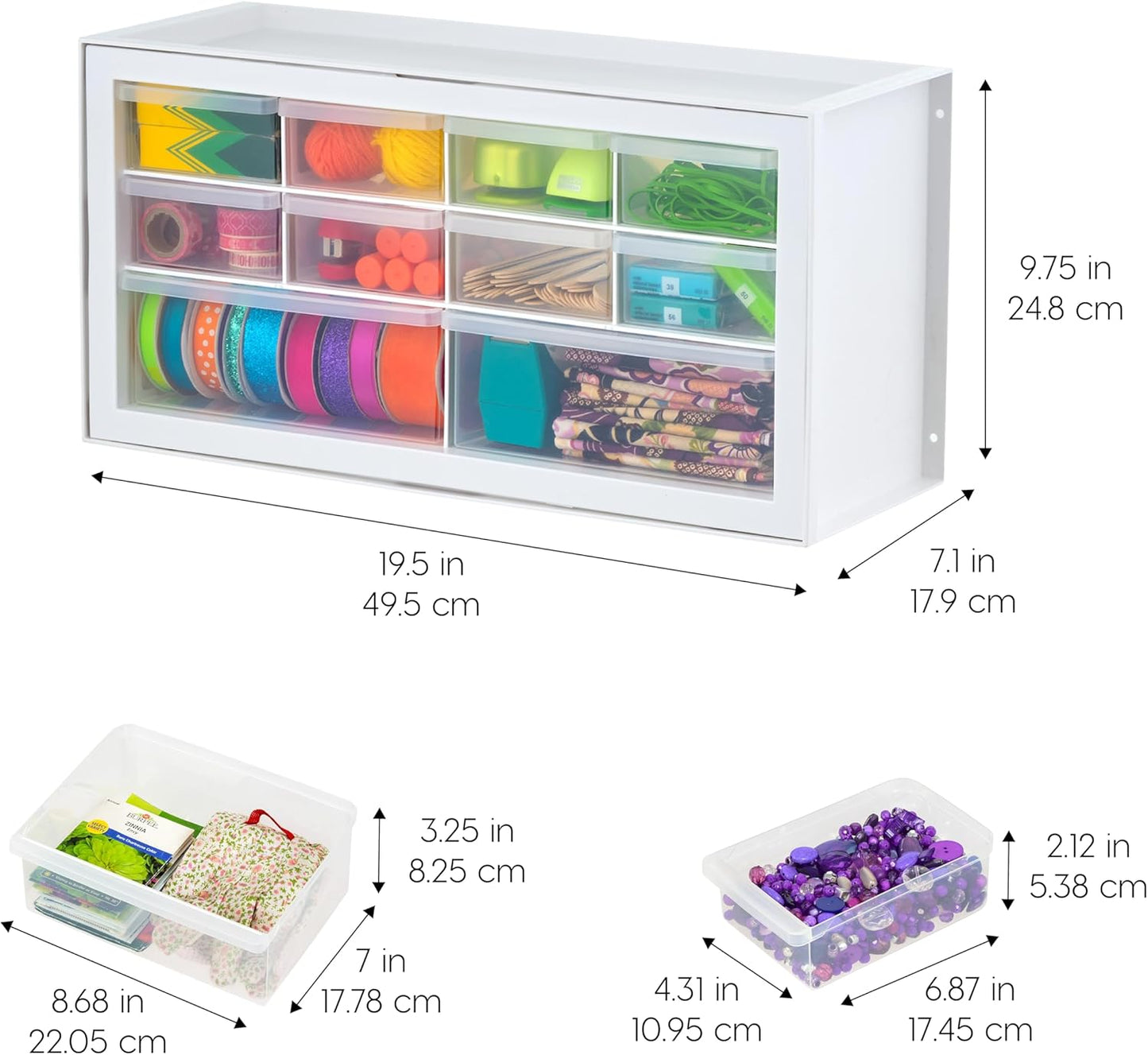 IRIS USA Small Parts Storage Cabinet, Made in USA, 64-Drawer Organizer Chest for Hardware, Screws, Nuts & Bolts, Charms, Beads, Craft Supplies, Scrapbook & Hobby Storage, Teacher Toolbox – White