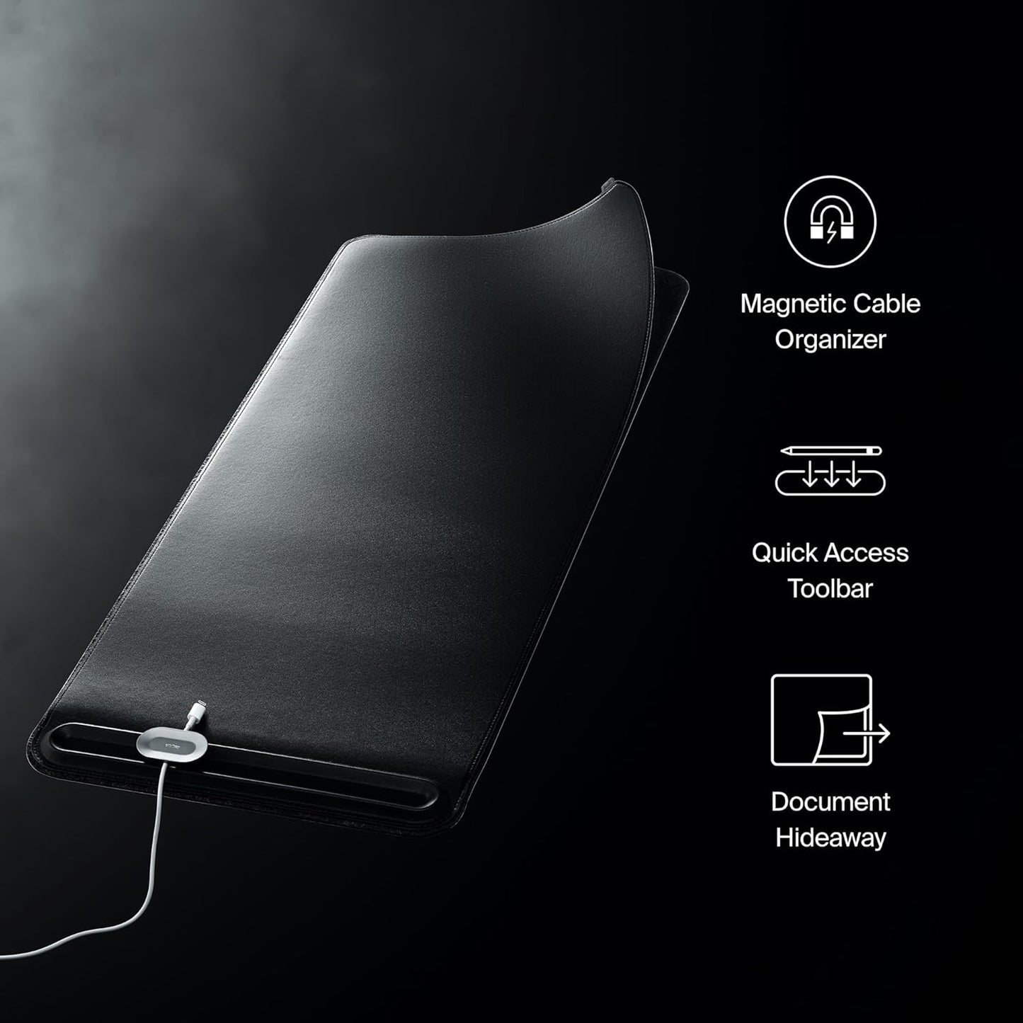 Orbitkey Premium Leather Desk Mat Slim | Multi-Purpose & Waterproof Table Protector Accessory for Work Home Gaming Office Keyboard Mat Organizer | 31.4" L x 12.2" W x 0.19" H, Anti-Slip, Stone Finish