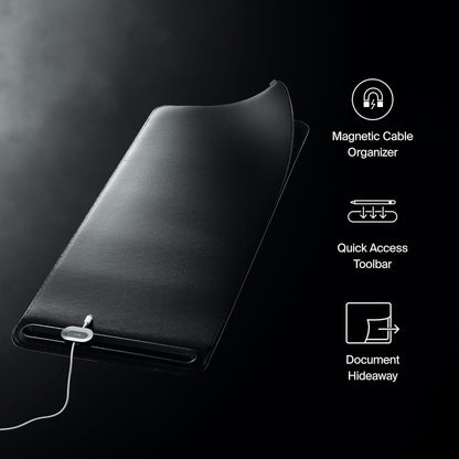Orbitkey Premium Leather Desk Mat Slim | Multi-Purpose & Waterproof Table Protector Accessory for Work Home Gaming Office Keyboard Mat Organizer | 31.4" L x 12.2" W x 0.19" H, Anti-Slip, Stone Finish