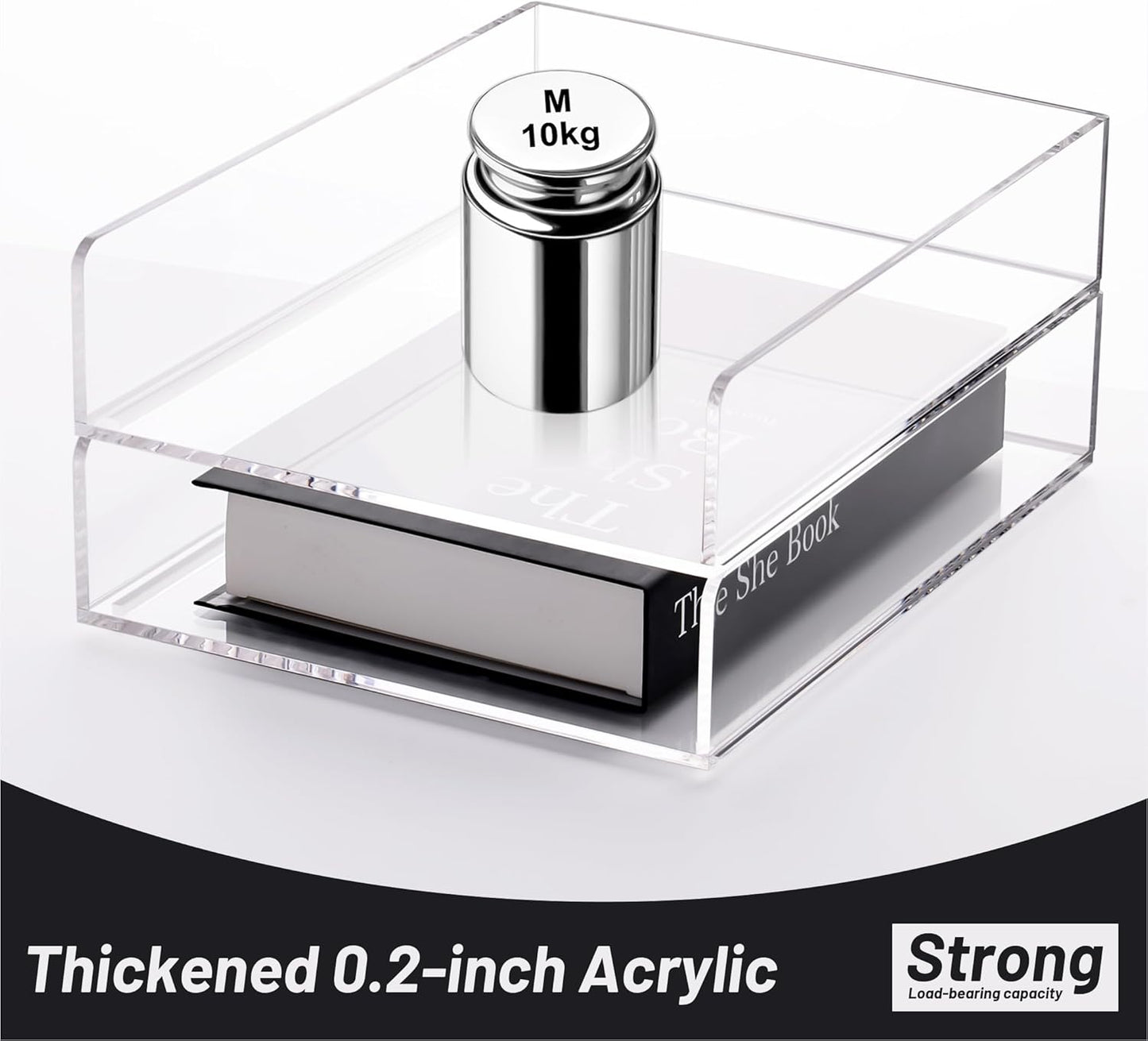 HeZone Paper Organizer Letter Tray, Clear Acrylic Paper Tray, School Teacher Office Supplies Organization, Stackable Desk File Organizer, Classroom Decor and Accessories-2 Pack…