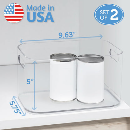 STORi Bliss 10" x 6" Open Clear Pantry Organizer Bin, Set of 4, Plastic Containers with Handle for Kitchen, Fridge, Cabinet, Closet, Bathroom, Undersink Storage Made in USA