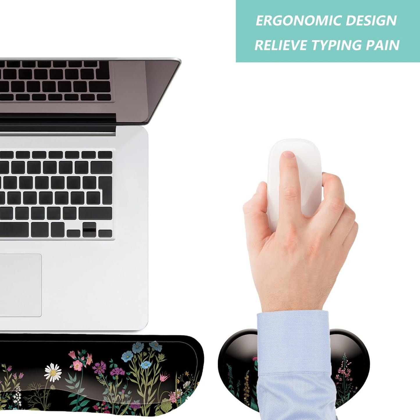 Keyboard Wrist Rest Mouse Wrist Support Set, Memory Foam Wrist Rest Pad for Computer Laptop Keyboard Mouse, Ergonomic Wrist Cushion Support for Typing Pain Relief, Gaming Home Office, Purple