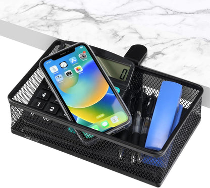 Under Desk Drawer Organizer - Clamp-On Above or Below Desk Mesh Drawer for Office Accessories, Storage Tray, and Desktop Organizer (White - Small)