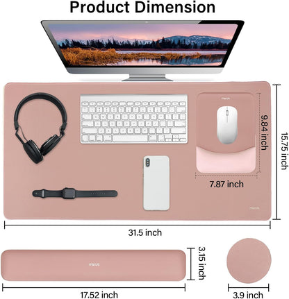 MOSISO Keyboard Mouse Pad Set, Large Gaming Mouse Pad&Rectangular Keyboard Wrist Rest&Mousepad with Wrist Rest&Coaster, Ergonomic Non-Slip&Easy Typing Pad with Curved Silicone Lining, Antique Green