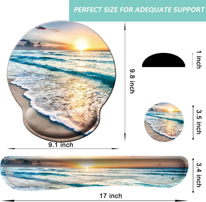 Keyboard Wrist Rest Pad Mouse Pad with Wrist Support Set of 3, Mousepad with Non-Slip Rubber Base, Ergonomic Memory Foam Mouse Wrist Cushion Support for Home Office Laptop Computer, Flower Black