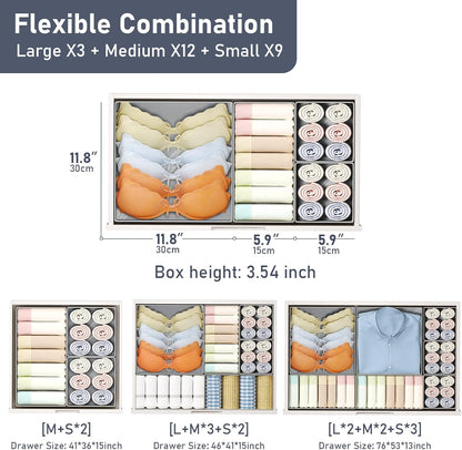 DIMJ Drawer Organizer Clothes - 20 Pack Closet Drawer Organizer Bins for Baby Clothes Storage, Fabric Dresser Organizer for Nursery Bedroom, Foldable Small Drawer Dividers for Underwear Socks