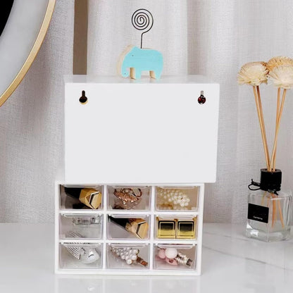Feadily 4PCS Small Drawer Organizer for Desk, Desktop Drawer Organizer with 9 Clear Drawers, Plastic Desktop Storage Drawers 7.1 Inch x 3 .9 Inch x 4.7 Inch, White