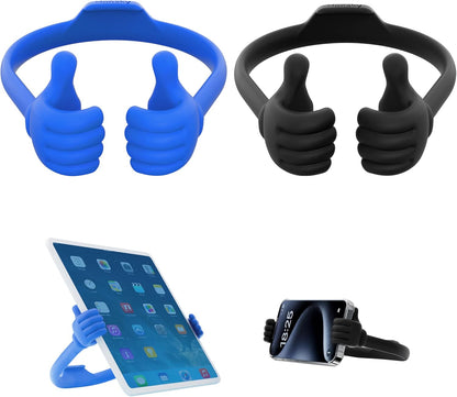 HONSKY 3361942 Cute Thumbs Up Adjustable Tpu Flexible Mobile Cell Phone Tablet Computer Display Stand Holder for Bed Desk - Blue and Black