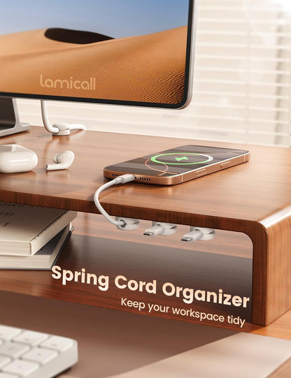 Lamicall Cable Clips, Spring Cord Organizer Holder - 6Pack Compact Desk Cable Management Clips, Nightstand Phone Charging Cord Holder, 8mm Slot Adhesive Wire Organizer, Desk Office Accessory