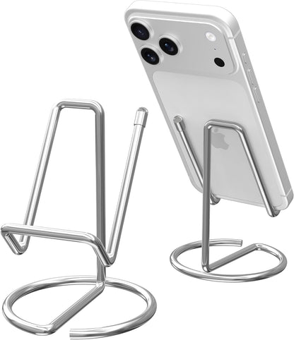 Metal Cell Phone Stand for Desk, Cute One-Piece Phone Holder, Stable Desktop Display Dock for iPhone, iPad, Samsung, Tablets & All Mobile Phones, Gold