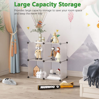 C&AHOME Cube Storage Organizer, 4-Cube Shelves Units, Closet Cabinet, DIY Plastic Modular Book Shelf Ideal for Bedroom, Living Room, Office, 24.8" L x 12.4" W x 24.8" H Milky UPCS04M