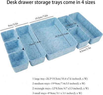 Desk Drawer Organizer Bins, 8pcs Felt Shallow Bathroom Storage Trays, Office Accessories & Workspace Organizers Jewelry & Makeup Boxes Containers(Black)