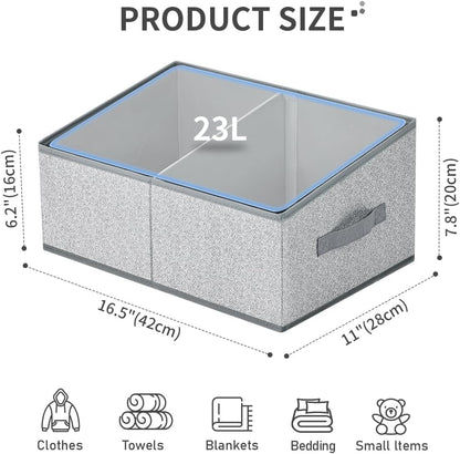 DIMJ Closet Storage Bins, 6 Pack Storage Baskets for Shelves, Foldable Closet Organizer with Handle, Linen Closet Organizers and Storage for Clothes, Toys, Towel, Books (Black)