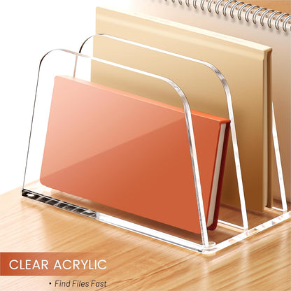 YUXUN Desk File Organizer,5-Section Vertical Clear Acrylic Desk Organizer File Holder Mail Sorter Office Organization for Office Home &Classroom（B5）